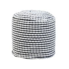 River Water Resistant Handcrafted Cylindrical Pouf, White