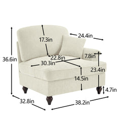 Sofa RSF Chenille W/1 Pillow -Beige