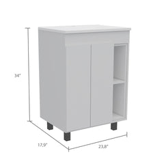 White 2-Shelf Rectangle Freestanding Vanity Cabinet