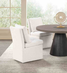 Contemporary Style 1pc Dining Chair Casters Removable Back Pillow White Finish Dining Room