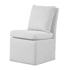 Contemporary Style 1pc Dining Chair Casters Removable Back Pillow White Finish Dining Room
