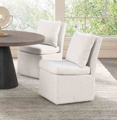 Contemporary Style 1pc Dining Chair Casters Removable Back Pillow White Finish Dining Room