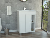 Palmer 24" Free Standing Vanity Cabinet, One Cabinet With Division, Two Small Shelves