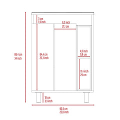 Palmer 24" Free Standing Vanity Cabinet, One Cabinet With Division, Two Small Shelves