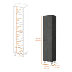 Lawen Tall Storage Cabinet, Single Door, 3 Broom Hangers