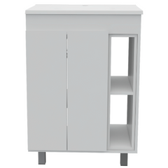 2 Piece Bathroom Set with Sink, Acra Free Standing Vanity + Magna Linen Cabinet , White