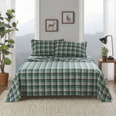 4 PCS Cal King Sheet Set Green Plaid