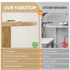 43" Round Dining Table for 4 People, Small Kitchen Dining Table with Wood Top and Sturdy Metal Pedestal Base, Modern Round Dinner Table for Dining Room, Easy Assembly