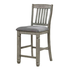 Transitional Style 2pc Counter Height Chair Fabric Upholstered Seat Wire Brushed Slat Back Gray And Light Gray Finish Dining Room