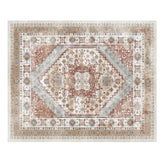 Large Area Rug 8 x 10 ft Anti-Skid Tear-Resistant Floor Mat Vintage Brown Red