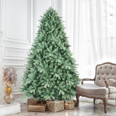 5FT Blue-Green Tint Christmas Tree with 1194 PE+PVC Tips – Unique Full-Bodied Tree with Hinged Branches, Easy Assembly, Stable Metal Stand, Eye-Catching Holiday Decor