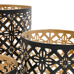 Set of 3 Helena Pierced Metal Lanterns, L:D7x12" M:D6.5x10" S:D5x8.5"