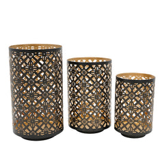 Set of 3 Helena Pierced Metal Lanterns, L:D7x12" M:D6.5x10" S:D5x8.5"