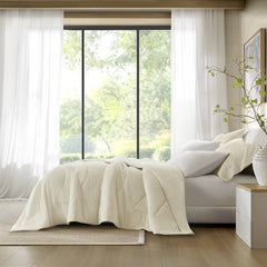 1-Piece King/Cal King Reversible Tencel Comforter Blanket,Ivory