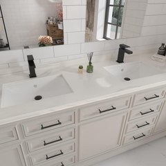 Single Handle Bathroom Faucet, Matte Black Single Hole Bathroom Faucet, Solid Brass Modern Bathroom Sink Faucet Basin Vanity Square Bathroom Faucet with Pop-up Drain & Water Supply Hoses