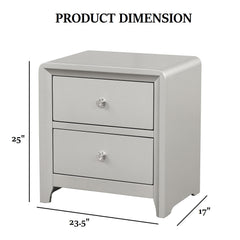 Champagne Finish 1pc Nightstand Nickle Finish Hardware Central Metal Glide English Dovetail Drawer Contemporary Bedroom Furniture