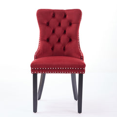 Classic Velvet Dining Chairs, High-end Tufted Solid Wood Contemporary Velvet Upholstered Dining Chair with Wood Legs Nailhead, SET OF 2,Burgundy, Wine Red,SW2001WR