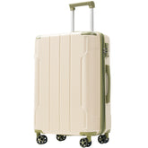 Hardshell Luggage, Lightweight Durable ABS Suitcases with Double Wheels, Expandable 24 Inch Checked Travel Luggage (White and Green)