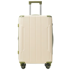 Hardshell Luggage, Lightweight Durable ABS Suitcases with Double Wheels, Expandable 24 Inch Checked Travel Luggage (White and Green)