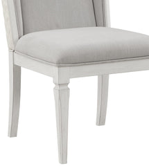 Katia Light Gray Linen & Weathered White Finish Side Chair( Set of 2)