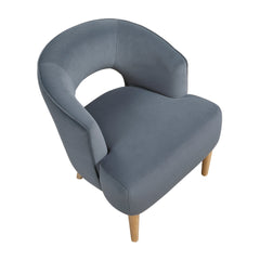 Luxury Home Unique Style Accent Chair Dark Gray Velvet Plush Seat Solid Wood Legs Contemporary Living Room Furniture 1pc