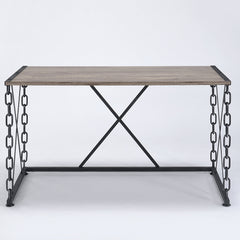 Rustic Oak and Antique Black Rectangular Desk