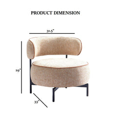Light Brown Finish Swivel Chair Metal Legs Contemporary Style Curved Backrest Contrast Welt Pocketed Coil