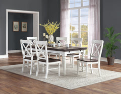 Brown and White Dining Chairs, Set of 2