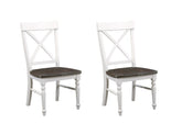 Brown and White Dining Chairs, Set of 2