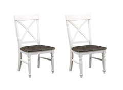 Brown and White Dining Chairs, Set of 2