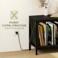 Modern TV Stand for 65 Inch TV, Mid-Century Media Console with Storage, Black