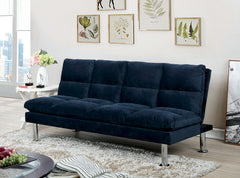Contemporary Style Futon Bed Microfabric Converted Into Bed With Extra support Leg Primary Living Navy Finish
