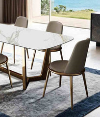 Gold And Taupe Finish Contemporary Style 2pc Side Chair Upholstered Round Chair Fabric Seat Dining Room