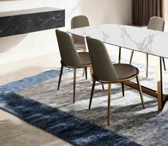 Gold And Taupe Finish Contemporary Style 2pc Side Chair Upholstered Round Chair Fabric Seat Dining Room