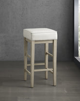 Transitional White Faux Leather Seat 29-inch Pub Height Stools Set of 2, White Finish Solid Wood Frame