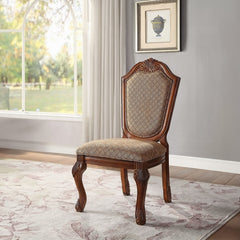 Chateau Fabric & Cherry Finish De Ville Side Chair (Set of 2)