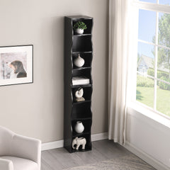 8-layer adjustable shelf ultra-thin bookshelf with a wavy border design, which is more aesthetically pleasing, is suitable for high and narrow, display and multi-functional bookshelves in home offices