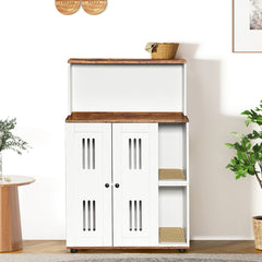 Litter Box Enclosure for 2 Cats,Hidden cat furniture, double litter cabinet, can be used as side cabinet, wash bathroom