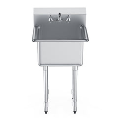 Stainless Steel Prep & Utility Sink, 1 Compartment Free Standing Small Sink Include Faucet & legs, 21"x41" Commercial Single Bowl Sinks for Garage, Restaurant, Kitchen, Laundry
