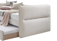 Luxurious 1pc Modern Daybed Pull Out Trundle Button Tufted Nailhead Trim Bedroom Living Room Furniture Oatmeal Finish