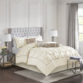 7 Piece Tufted Comforter Set Ivory Queen
