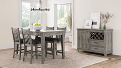 Rustic Gray Dining Server Wine Cabinet and Drawer Storage