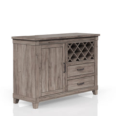 Rustic Gray Dining Server Wine Cabinet and Drawer Storage