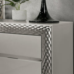 Glam Style 1pc Nightstand Plinth Base Silver Molding Felt Lined Top Drawer Gray Finish Bedroom Furniture