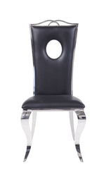 Black and Stainless Steel Side Chair with Cut-Out Back (Set of 2)