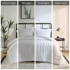 3 PCS King/Cal King Poly Jersey Puffy Comforter Set White