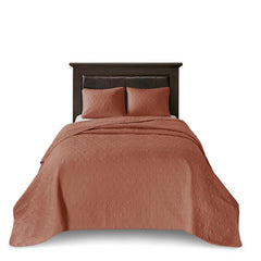 3 Piece Reversible Bedspread Set Clay Red King