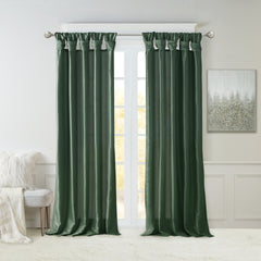 Twist Tab Lined Window Curtain Panel Green 50x84"
