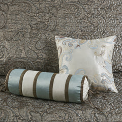 5 Piece Jacquard Bedspread Set with Throw Pillows Blue/Brown King