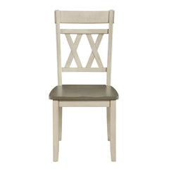 Modern Design Side Chairs 2pc Set Antique White Finish Wood Frame Classic X-Back Farmhouse Contemporary Dining Furniture